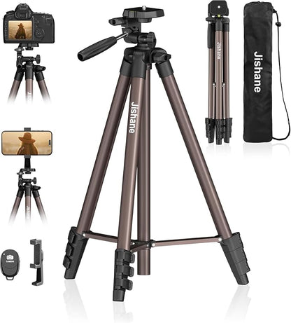 71" Camera Tripod,Lightweight Aluminum Phone Tripod with Wireless Remote, Phone Holder & Carry Bag, Portable Travel Camera Stand for Smartphones Canon Nikon DSLR Cameras, Max Load 6.6 lb (Rose Gold)