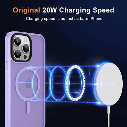 MOCCA Strong Magnetic for iPhone 15 Pro Max Case, [Compatible with Magsafe][13FT Military Drop Protection] Slim Translucent Matte Shockproof Case for iPhone 15 ProMax Case 6.7'' - Light Purple