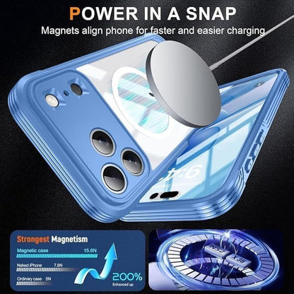 Clear Case for Iphone17pro Max/17/17Pro/17Air, Screen and Camera Protection Military Drop Cover Antiskid Soft Hard Combination Magnetic Shell (17,Blue) (17 Pro Max,Orange)