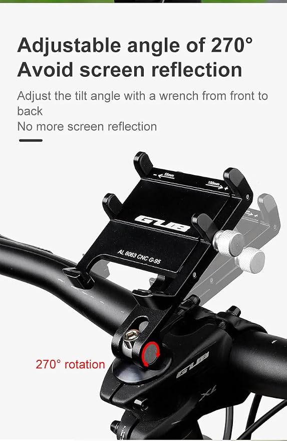 GUB G-95 Bicycle Stem Cellphone Mount Aluminum Alloy Handlebar Mobilephone Support Adjustable Bottom Bracket with Bottom Holder