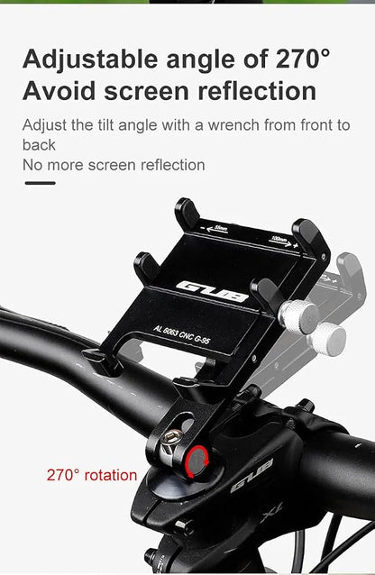 GUB G-95 Bicycle Stem Cellphone Mount Aluminum Alloy Handlebar Mobilephone Support Adjustable Bottom Bracket with Bottom Holder