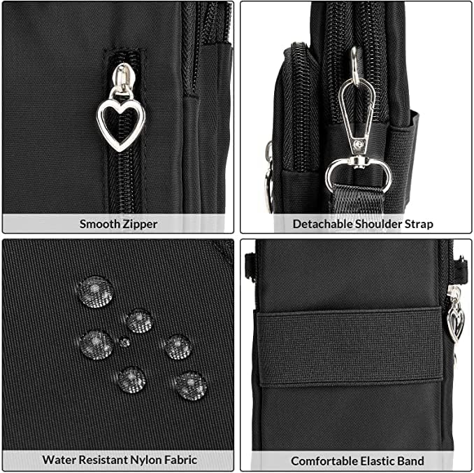 Women Crossbody Cell Phone Purse Wristband Sport Armband Wallet Bag Zipper Nylon Handbags