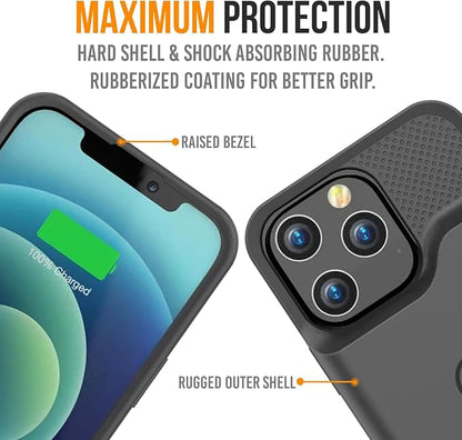 Alpatronix iPhone 15 and 15 Pro Battery Case, Strong Slim Portable Protective Extended 15W Fast Charger Case and Power Bank. iPhone 15 and 15 Pro Rechargeable Charging Pack (BX15W) – Black