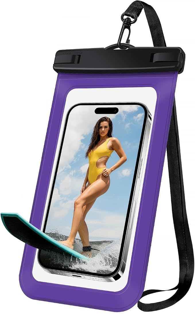 Woyinge 1 Pack Waterproof Phone Case, 6.8" Universal Dry Bag for iPhone 15/14/13/12 Pro Max, IPX8 Waterproof Pouch, Cruise Ship & Beach Essentials, Purple