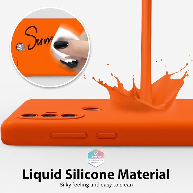oakxco for Motorola Moto G Power 2022 Phone Case/Moto G Play 2023 Phone Case Liquid Silicone, Thin Slim Soft Rubber Gel TPU Plain Simple Cover for Women Girl Cute, Matte Solid Color,Neon Orange