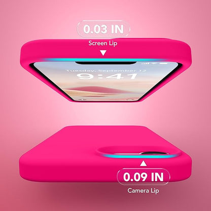 Magnetic for iPhone 17e/iPhone 16e Case, Compatible with MagSafe, [Soft Anti-Scratch Microfiber Lining] Slim Silicone Shockproof Protective Phone Case for iPhone 17e/16e 6.1", Hot Pink