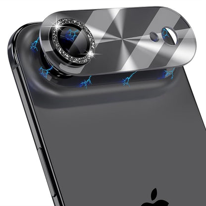 Choiche Compatible for iPhone 17 Air Camera Lens Protector, Bling Camera Cover with 9H Tempered Glass Lens Screen Protector Metal Ring Decoration Accessories 6.5-inch (Light-Black)