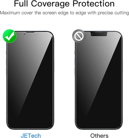 JETech Privacy Full Coverage Screen Protector for iPhone 14 6.1-Inch with Camera Lens Protector, Anti-Spy Tempered Glass Film, 2-Pack Each