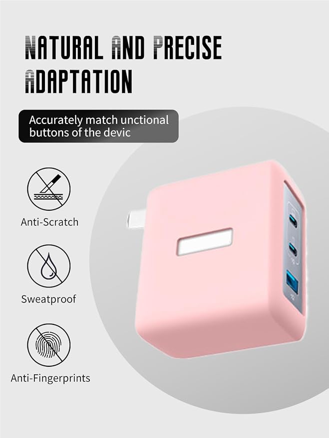Case for Anker Nano 100W USB-C Charger (Model: A2145), Kids-Friendly Soft Silicone Protective Cover, Shockproof, Waterproof (Pink)