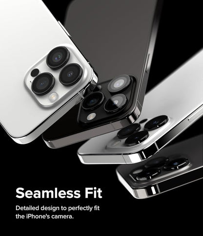 Ringke Camera Lens Frame Glass [Individual Lens Covers] Compatible with iPhone 15 Pro Camera Lens Protector, Tempered Glass Covers and Aluminum Alloy Frames - Black