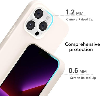 for iPhone 13 Pro Case Silicone Compatible with Magsafe Case, Ultra Slim Thin Magnetic Phone Cases Mag Safe, Cute Soft Rubber Gel TPU Matte Wireless Charging Cover for Women, Beige Stone Cream