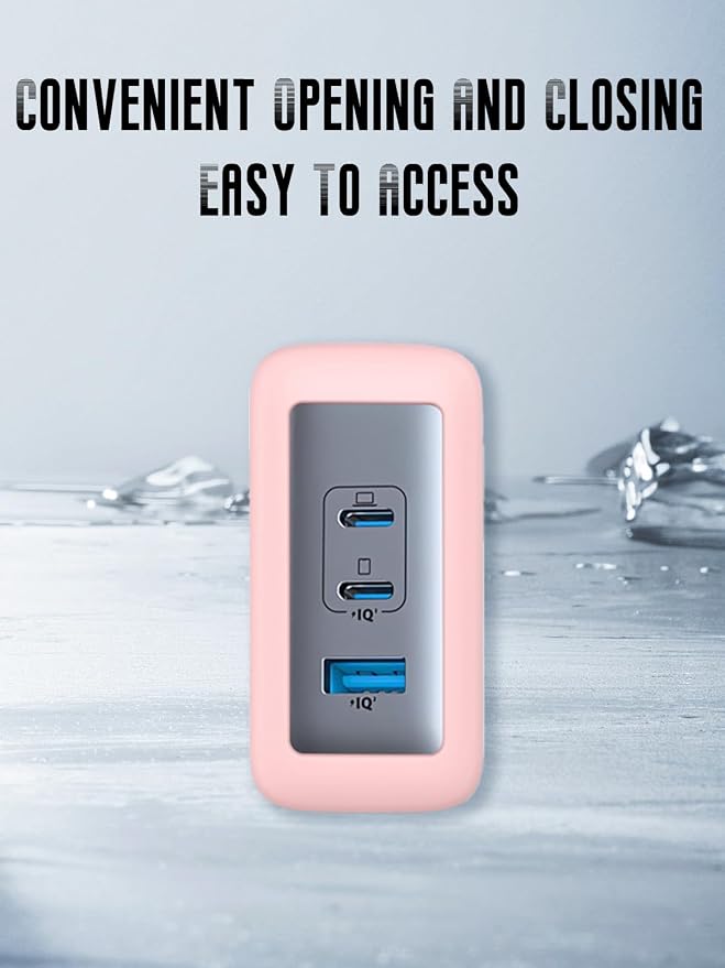 Case for Anker Nano 100W USB-C Charger (Model: A2145), Kids-Friendly Soft Silicone Protective Cover, Shockproof, Waterproof (Pink)