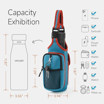 VAKAER Magnetic Gym Bag, Water Bottle Carrier Holder with Phone Pocket & Adjustable Strap,10 Ultra-Strong Magnets Stick to Fitness equipment, Workout Accessories Pouch for Women & Men, Blue
