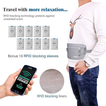 Money Belt for Travel Women and Men Slim Hidden Travel Wallet with RFID Blocking