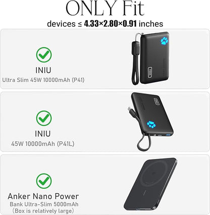 Case for INIU Ultra Slim 10000mAh(P41)/ INIU 45W Power Bank 10000mAh(P41L)/ Anker Nano Ultra-Slim 5,000mAh Magnetic Power Bank - Travel Protective Carrying Storage Bag