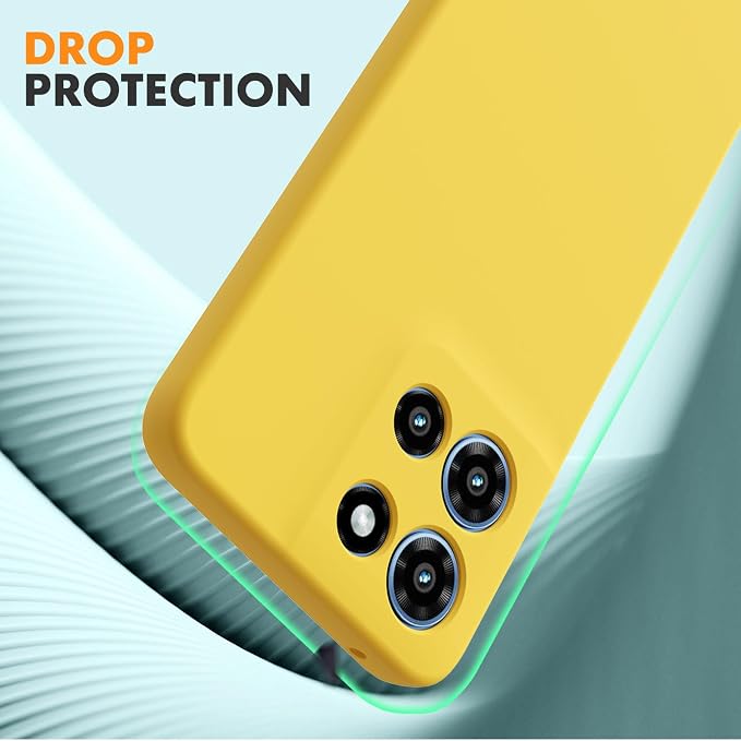 for Motorola Moto G 2025 Case, 2 Pack Tempered Glass Screen Protectors, Soft TPU Liquid Silicone Shockproof Gel Case-Yellow