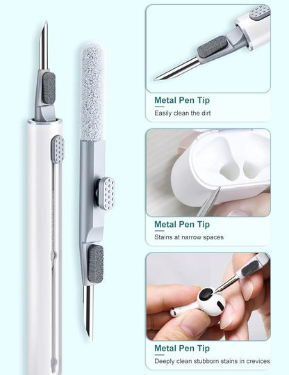 2 Pack Cleaner Kit for Airpods Pro 4 3 2 1, Multi-Function Cleaning Pen Tool with Soft Brush Flocking Sponge for Wireless Earbuds Bluetooth Headphone iPhone Electronics