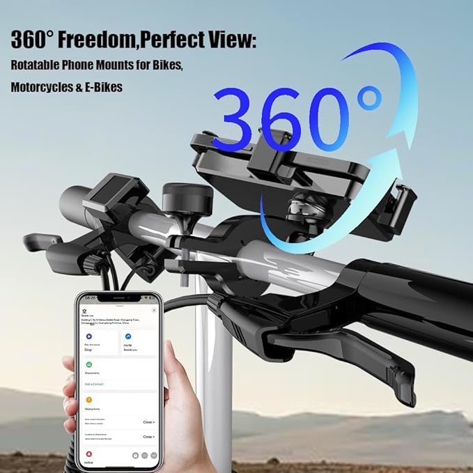 Anti-Theft Ebike Cell Phone Bike Mount,iPhone Bike Mount with Hidden Airtag,Road Bike Cellphone Mount for Scooter&Stroller,Bicycle Phone Holder for Bike Handlebar(C018)