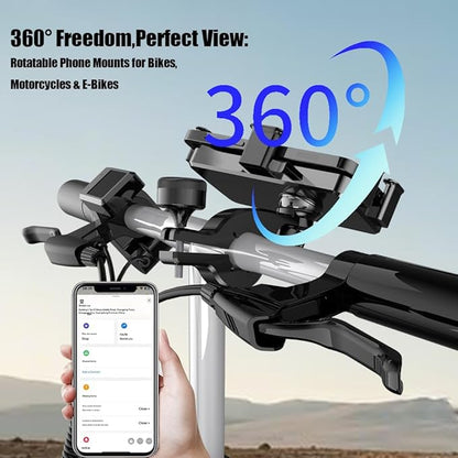 Anti-Theft Ebike Cell Phone Bike Mount,iPhone Bike Mount with Hidden Airtag,Road Bike Cellphone Mount for Scooter&Stroller,Bicycle Phone Holder for Bike Handlebar(C018)