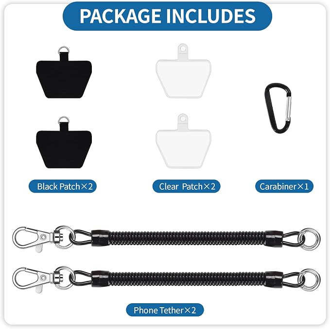 Doormoon Phone Lanyard Tether with 4 Patch, Cell Phone Lanyard with 2* Phone Tether, 4* Patch for Outdoor Hiking Climbing