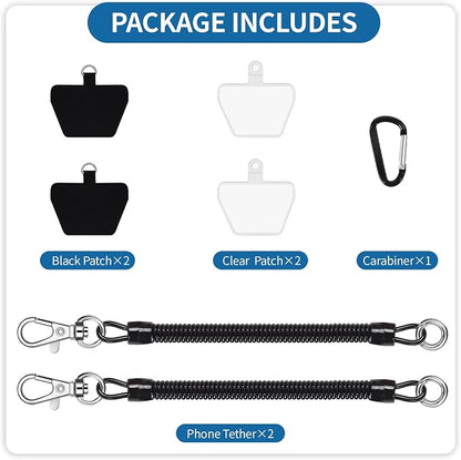 Doormoon Phone Lanyard Tether with 4 Patch, Cell Phone Lanyard with 2* Phone Tether, 4* Patch for Outdoor Hiking Climbing