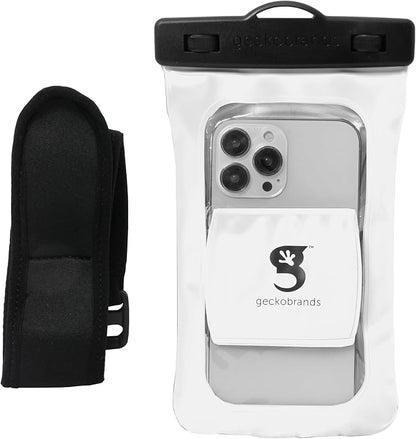 geckobrands Float Phone Dry Bag with Arm Band - Floating Watertight Dry Bag Phone Pouch, Fits Most iPhone and Samsung Galaxy Models White