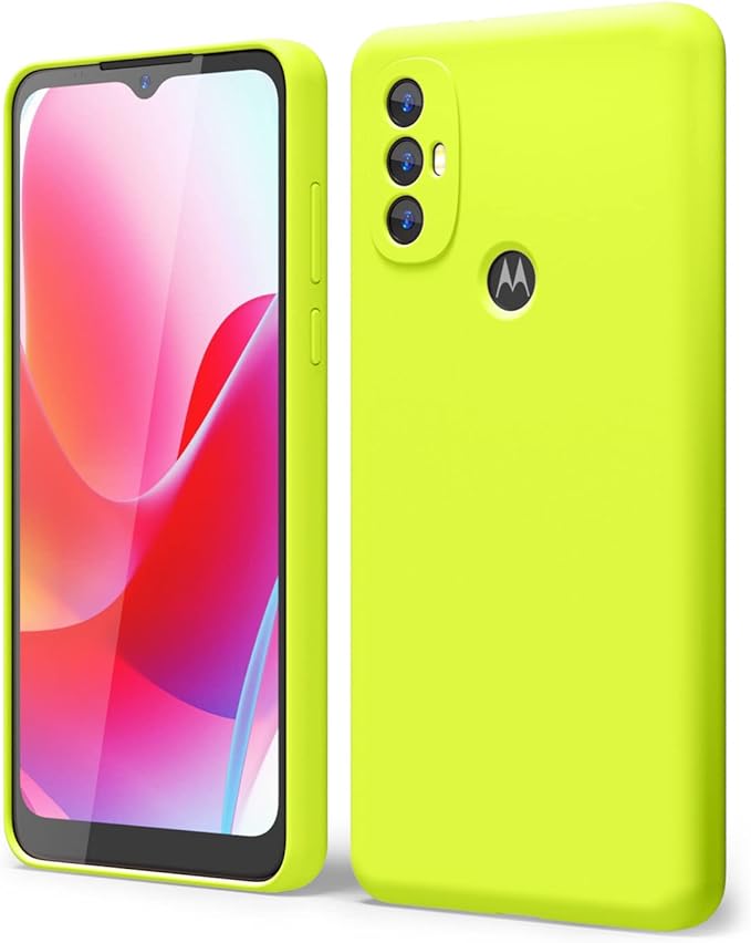 oakxco for Motorola Moto G Power 2022 Phone Case/Moto G Play 2023 Phone Case Liquid Silicone, Neon Bright Solid Color, Thin Slim Soft Rubber Gel Matte TPU Plain Simple Cover for Women,Lime Neon Green