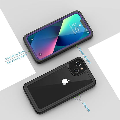 Lanhiem for iPhone 13 Case, IP68 Waterproof Dustproof Shockproof Cases with Built-in Screen Protector, Full Body Sealed Protective Front and Back Cover for iPhone 13, 6.1 inch (Purple)