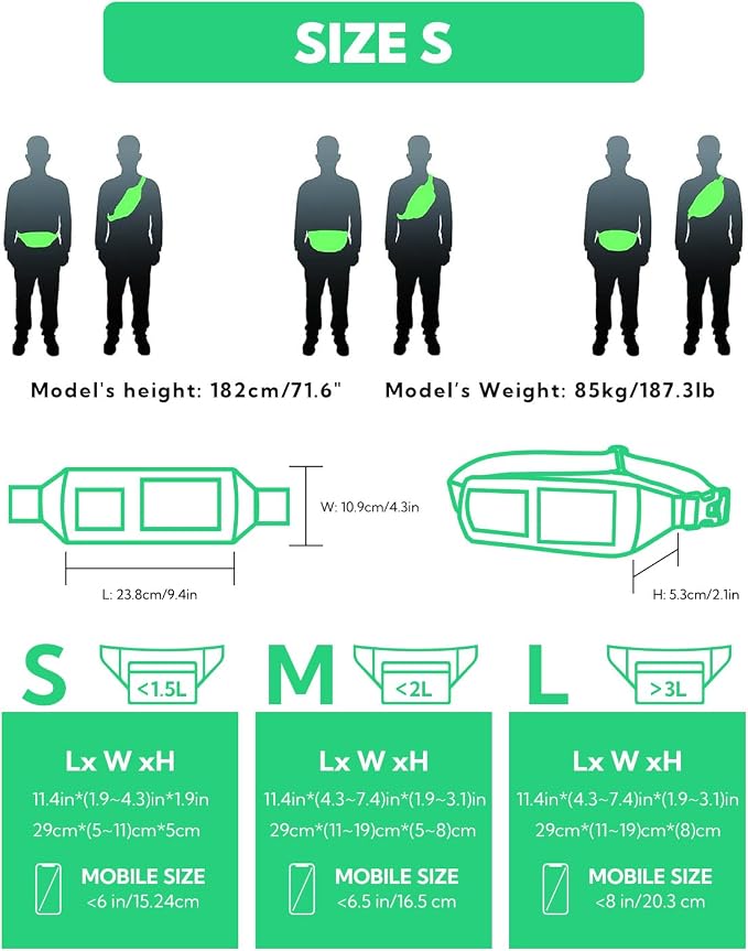 WATERFLY Fanny Pack for Women Men Water Resistant Small Waist Pouch Slim Belt Bag with 4 Pockets Lightweight Crossbody Chest Bag Fit All Phones, 11.02 x 2.1 x 4.3 inch,11.02 x 2.1 x 4.3 inch