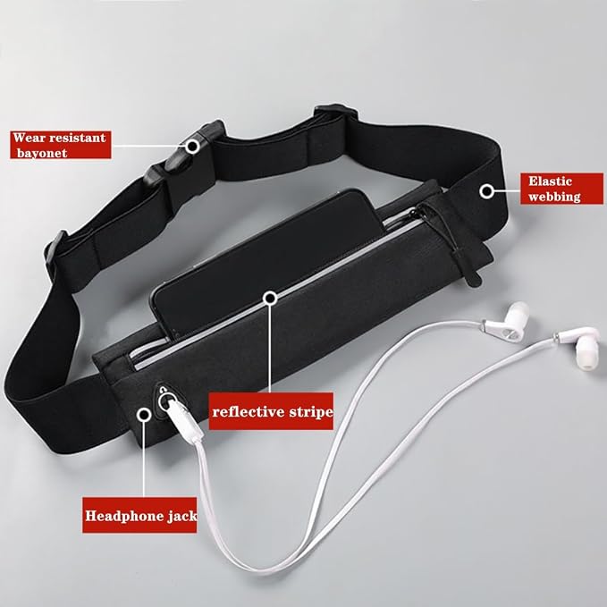 Slim Running Belt Fanny Pack for Men Women, Running Hiking Cycling Phone Holder, Reflective Runners Pouch Waist Pack for Workout, Money Belt, Running Gear Accessories Gift【Fits All Size Phones】