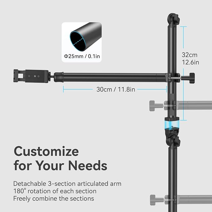 SMALLRIG Overhead Camera Mount, Camera Desk Mount Stand with Flexible Arm, 360° Rotatable Ball Head, DSLR Boom Arm Tabletop C Clamp for Photography Videography Live Stream - 4456