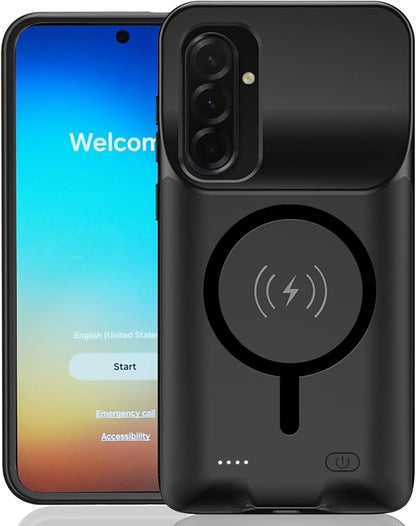 Battery Case for Galaxy A36/A56, Upgraded 10000mAh Rechargeable Portable Extended Battery Pack Supported Qi Wireless Charging Case Compatible with Galaxy A36/A56(6.7 inch) Charger Case (Black)