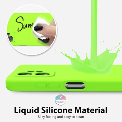 oakxco for Motorola Moto G Power 5G 2023 Phone Case Liquid Silicone, Neon Bright Solid Color, Thin Slim Soft Rubber Gel Matte TPU Plain Simple Cover for Women, Lime Neon Green