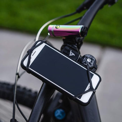 LEZYNE Lightweight Machined Aluminum Smart Grip Bicycle Phone Mount | Highly Flexible Band, Non-Slip Material, Includes Two Strap Sizes | Road, Gravel, or Mountain Bike Rides - 100.6mm, 57.1mm, 44.4mm