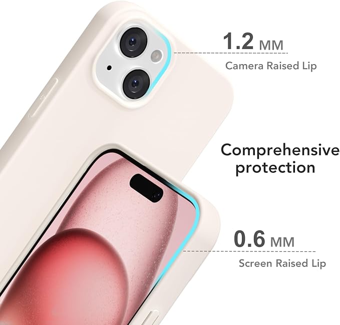 for iPhone 15 Case Silicone Compatible with Magsafe Case, Ultra Slim Thin Magnetic Phone Cases Mag Safe, Cute Soft Rubber Gel Matte Plain Wireless Charging Cover for Women, Beige Stone Cream