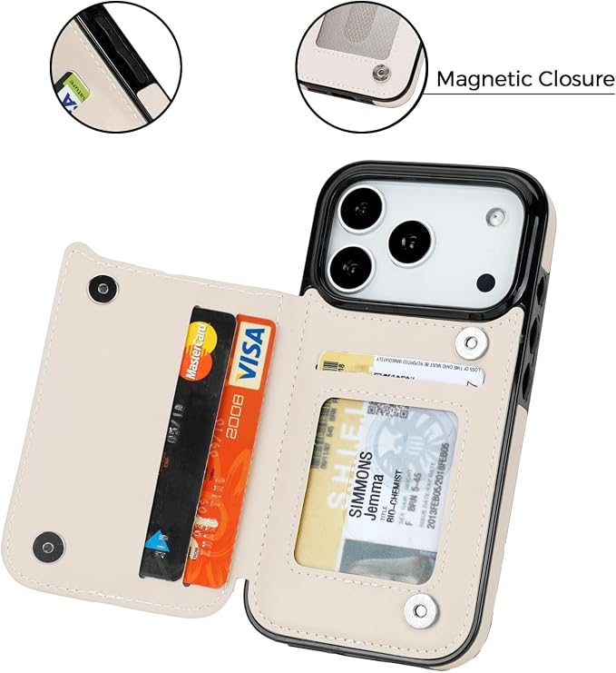 uCOLOR for iPhone 17 Pro Wallet Case with Card Holder PU Leather RFID Blocking Design iPhone 17 Pro flip case for Women Men Magnetic Clasp Kickstand Design 6.3 inch (Dune Mirage Checkboard)