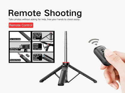 Selfie Stick Tripod, 52 Inch Extendable Travel Phone Tripod, FORGERAY C13 Bluetooth Remote Tripod with Umbrella Base for iPhone Android Vlog Selfie Recording