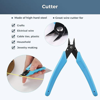 Sovol 3D Printer Tools Kit, 17Pcs 3D Printer Accessories with L-Size Extruder Nozzle Cleaning Tool, 0.4mm Nozzle Cleaning Parts, Multifunctional Wrench, MK8 Socket Wrench; Bent Tip Tweezer and Cutter