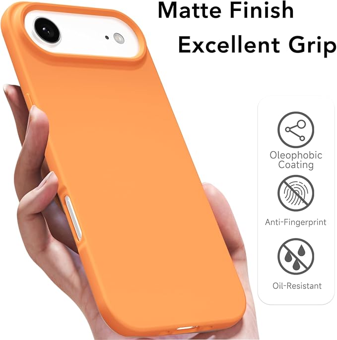 for iPhone 17 Air Case Silicone Compatible with Magsafe Case, Ultra Slim Thin Magnetic Phone Cases Mag Safe, Cute Soft Rubber Gel TPU Matte Plain Wireless Charging Cover for Women, Neon Orange