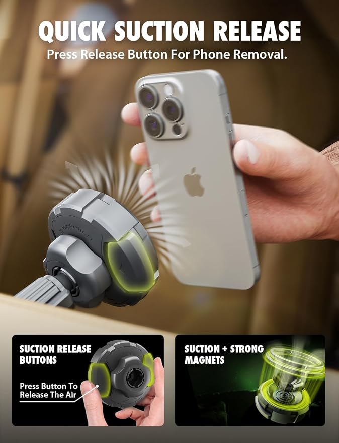 Bracketron Magnetic Car Mount for Cell Phone, MagAlign Max Car Vent Phone Mount【Strongest Magnetic+ Suction】, Vent Phone Mount for Car for iPhone 17 Pro Max 16 15 14 13 12 - MagSafe Car Accessories