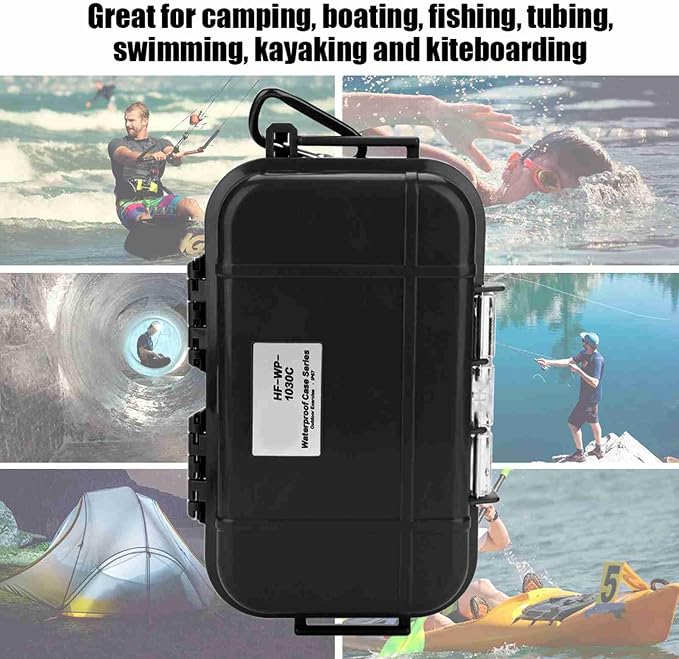 Tiiyee Small Waterproof Boxes of Plastic Case Shockproof Airtight Container Case Portable Airtight Carry Box Black Dry