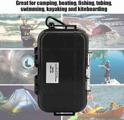 Tiiyee Small Waterproof Boxes of Plastic Case Shockproof Airtight Container Case Portable Airtight Carry Box Black Dry
