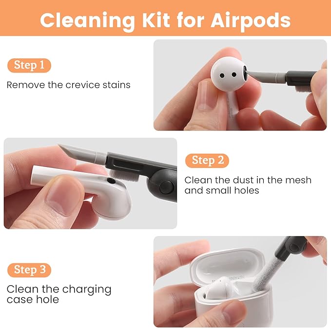 7 in 1 Electronic Cleaner kit, Cleaning Kit for Monitor Keyboard Airpods MacBook iPad iPhone iPod, Screen Dust Brush Including Soft Sweep, Swipe, Airpod Cleaner Pen, Key Puller and Spray Bottle