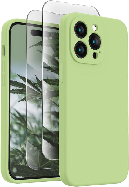 FireNova Designed for iPhone 14 Pro Case, Silicone Upgraded [Camera Protection] Phone Case, Soft Anti-Scratch Microfiber Lining Inside, 6.1 inch, Tea Green