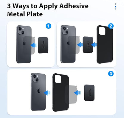 volport Rectangle Metal Plate for Phone Magnet, Magicplate Replacement Disc with Adhesive Backing Sticker for Magnetic Car Mount Holder Cradle Stand (Dashboard/Vent/CD Slot/Windshield)-Black