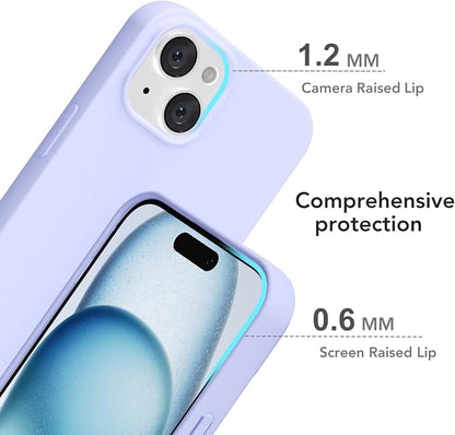 for iPhone 15 Plus/ 14 Plus Case Silicone Compatible with Magsafe Case, Ultra Slim Thin Magnetic Phone Cases Mag Safe, Cute Soft Rubber Gel Wireless Charging Cover for Women, Purple Lavender
