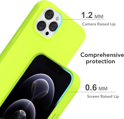 for iPhone 12/12 Pro Case Silicone Compatible with Magsafe Case, Ultra Slim Thin Magnetic Phone Cases Mag Safe, Cute Soft Rubber Gel Matte Plain Wireless Charging Cover for Women, Neon Green