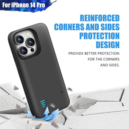 Sitong Battery Case for iPhone 14 Pro, 5000mAh Rechargeable Extended Battery Charging Charger Case, Add 100% Extra Juice (6.1 Inches) Black