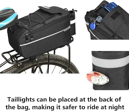 ZIMFANQI Bike Rear Rack Bag 10L Insulated Bike Trunk Cooler Bag Reflective Bicycle Rear Seat Cargo Bag Water Resistant Bike Panniers Bag Cycling Luggage Bag Shoulder Bag with Silicone Phone Holder