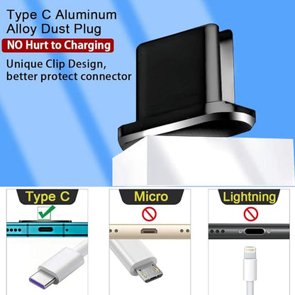 USB C Port Cover Plugs Metal Anti Dust Cap Protectors 2 PCS Compatible with Samsung Galaxy S24/S23/S22/S21 MacBook Pro Air (Black)